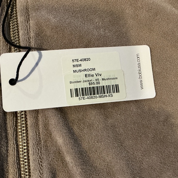 BOBI Los Angeles Women XS Mushroom Bomber Track Jacket Soft Cotton Y2K Chic Soft - Picture 6 of 10